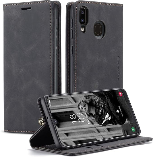 for Samsung Galaxy A40 Case, Flip Wallet Leather Case with Card Holder Magnetic Closure Shockproof Kickstand Protective Phone Cases Cover for Samsung A40,Black