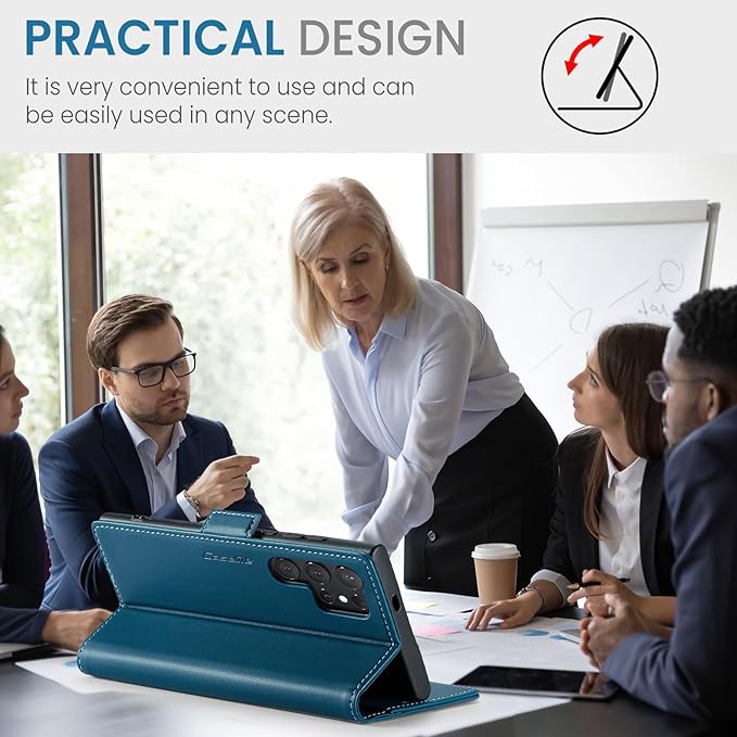 SINIANL for Samsung Galaxy S25 Ultra Wallet Case with RFID Blocking, S25 Ultra Case Wallet for Men Women with Card Holder Magnetic Clasp Kickstand Leather Book Folio Case for Galaxy S25 Ultra Blue