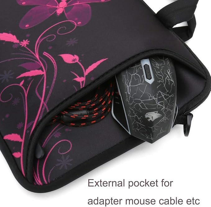 RICHEN 14 15 15.4 15.6 inch Laptop shoulder bag Notebook Handle Sleeve Neoprene Soft Carrying Travel Case with Accessories pocket (14-15.6 inch, Nice Butterfly)