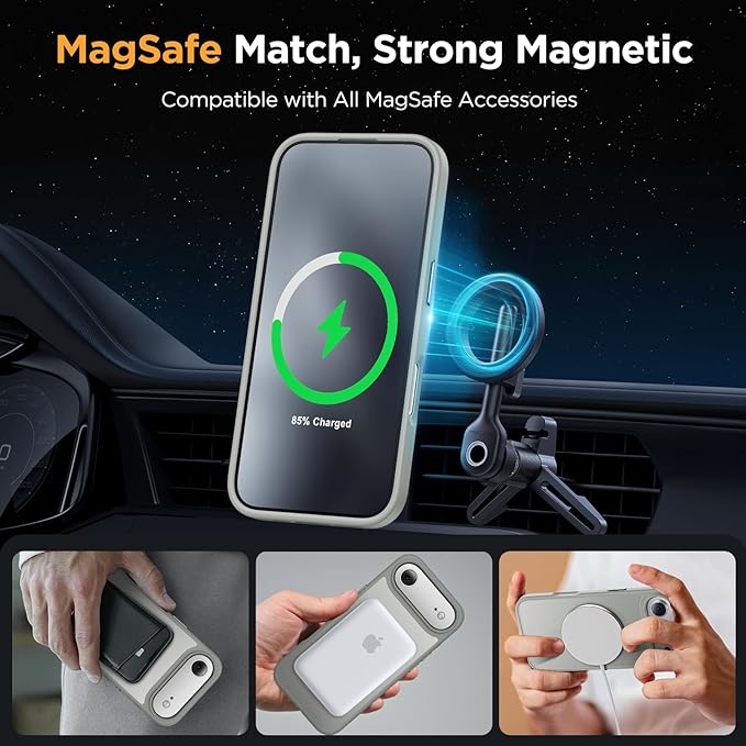 Miracase Magnetic for iPhone Air Case 2025 with Screen Protector(Compatible with MagSafe), Slim Thin Translucent Matte Military-Grade Protected Phone Cover for iPhone 17 Air 6.5" Armbands, Light Gray