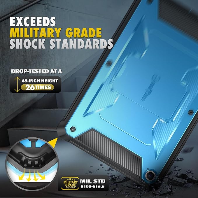 Fintie Shockproof Case for Samsung Galaxy Tab A9 Plus/A9+ 5G 11 Inch 2023 Model (SM-X210/X216/X218), Tuatara Rugged Unibody Hybrid Bumper Kickstand Cover Built-in Screen Protector, Blue