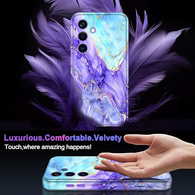 Casetego for Galaxy S24 Case,Compatible with MagSafe,[Military Grade Drop Test] Full Body Protection Slim Shockproof Rugged Marble Women Case for Samsung Galaxy S24 6.2 inch,Cobalt Violet