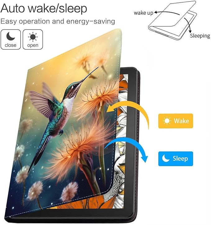 Case for Samsung Galaxy Tab A9 Plus 11 Inch 2023 Model (SM-X210/X216/X218), Slim Lightweight PU Leather Stand Cover with Auto Wake/Sleep, Hummingbird Dandelion