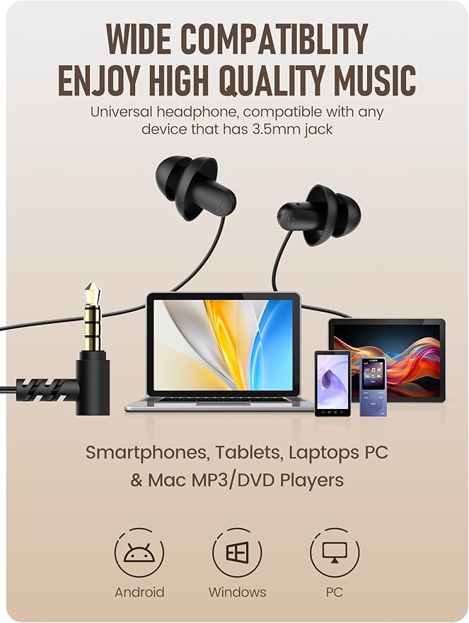 Sleep Earbuds, Hearprotek 2 Pairs Ultra Soft Lightweight Silicone Sleeping Earphone Headphones with Volume Control and mic for Side Sleeper, Snoring, Air Travel, Relaxation (Black)