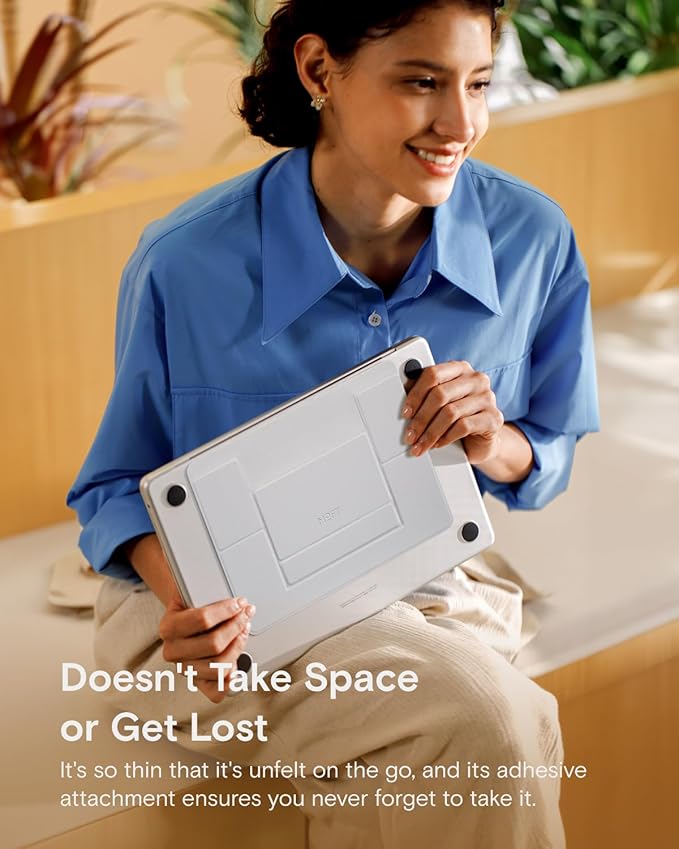 MOFT Laptop Stand for Desk, Adhesive MacBook Computer Stand with 2 Adjustable Viewing Angles, Foldable and Portable Laptop Riser Compatible with 11"-16" Laptops, Misty Cove(Adhesive Version)