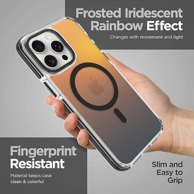 MOWIME Magnetic Case for iPhone 15 Pro [Compatible with Magsafe] [Cute Fashion Fluorescent Design] [1 Screen Protector] Slim Translucent Matte Case for iPhone 15 Pro 6.1" 2023, Black