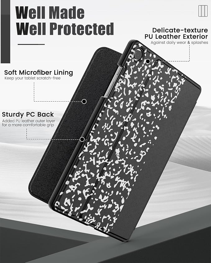 MoKo Case for Samsung Galaxy Tab A9 Plus 11-Inch 2023, Multi-Angle Viewing Slim Back Shell Protective Cover Case with Auto Wake/Sleep for Galaxy Tab A9+ Tablet SM-X210/SM-X216/SM-X218, Notebook Black
