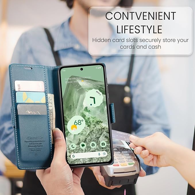 for Google Pixel 8A Case, Premium PU Leather Wallet Case Flip Cover with [RFID Blocking][Card Holder][Stand Function] Shockproof Protective for Google 8A, Blue