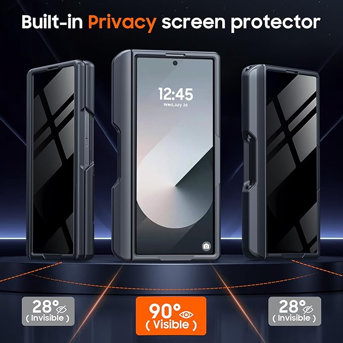 for Samsung Galaxy Z Fold 6 Case with Card Holder RFID Blocking & S Pen Holder & Slide Camera Cover& Hinge Protection & Privacy Screen Protector, Shockproof Wallet Case for Galaxy Z fold 6,Black