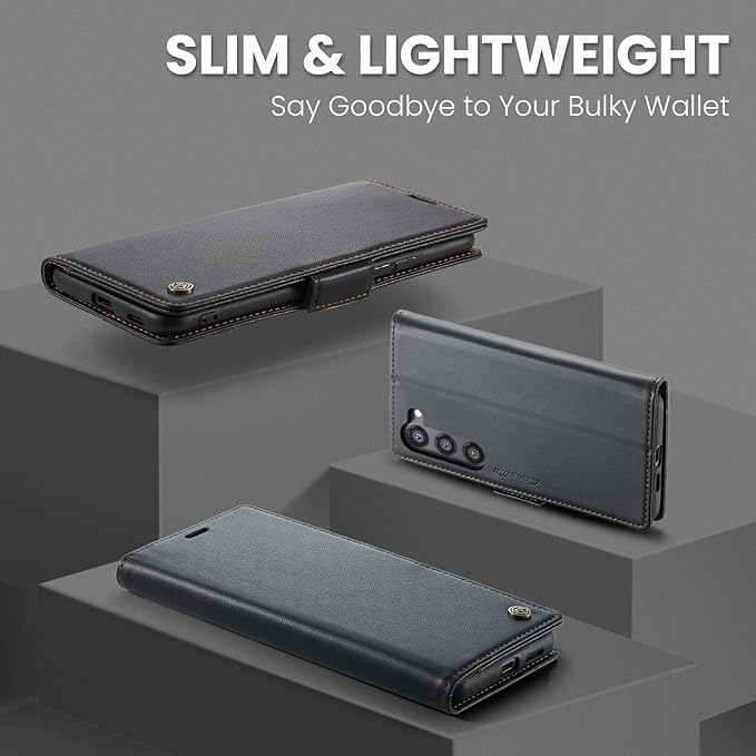 AUPAI for Samsung Galaxy S23 Plus Wallet Case with Credit Card Holder, PU Leather RFID Blocking Folio Flip Kickstand Magnetic Clasp Protective Phone Cover for Women Men Black