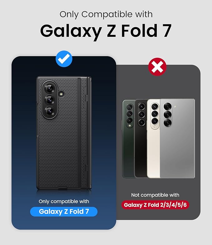 for Samsung Galaxy Z Fold 7 Case with Stand, Front Screen Protector, Hinge Protection, Slim & Rugged, Full Body Hard Cover, Daily Drop Protective Phone Case for Samsung Z Fold 7 5g 2025, Black