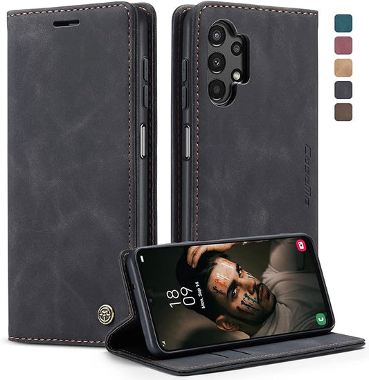 for Samsung Galaxy A13 4G/5G Case, Flip Wallet Leather Case with Card Holder Magnetic Closure Shockproof Kickstand Protective Phone Cases Cover for Samsung Galaxy A04s,Black