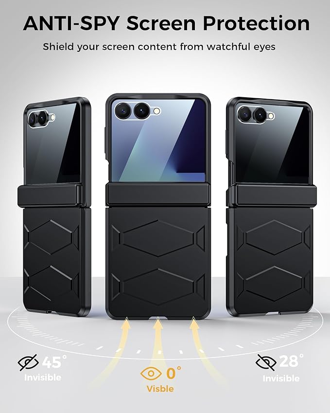 for Samsung Galaxy Z Flip 7 Case,Built-in Privacy Screen Protector&Hinge Protection Shockproof All-Inclusive Smartphone Cover for Samsung Galaxy Z Flip 7(Black)