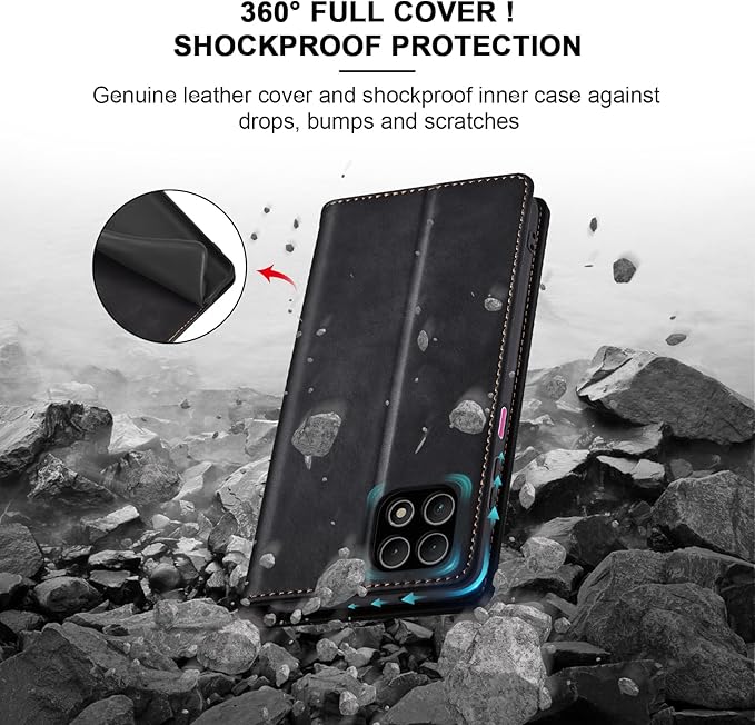 Jasonyu Flip Wallet Case for T-Mobile Revvl 7,Leather Magnetic Folio Cover with Card Holder,Kickstand - TPU Shockproof Durable Protective Phone Case,Black