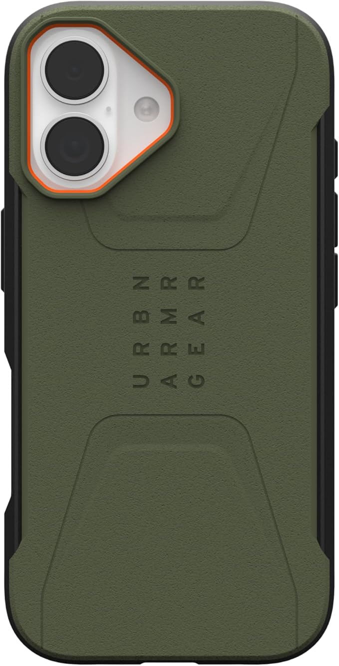 URBAN ARMOR GEAR UAG Designed for iPhone 17 Case Civilian - Compatible with MagSafe Military Grade Protective Cover, Olive/Orange