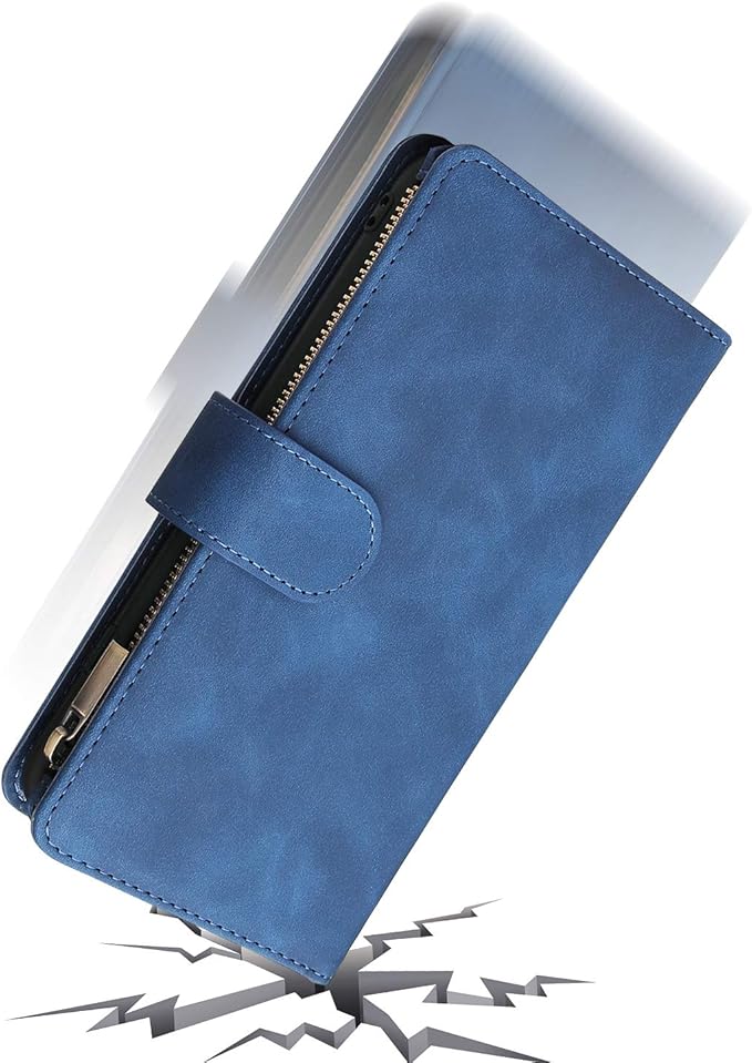 Asuwish Compatible with iPhone 15 6.1 inch Wallet Case Tempered Glass Screen Protector and Leather Flip Cover Card Holder Stand Cell Phone Cases for iPhone15 5G i i-Phone i15 15Case Women Men Blue