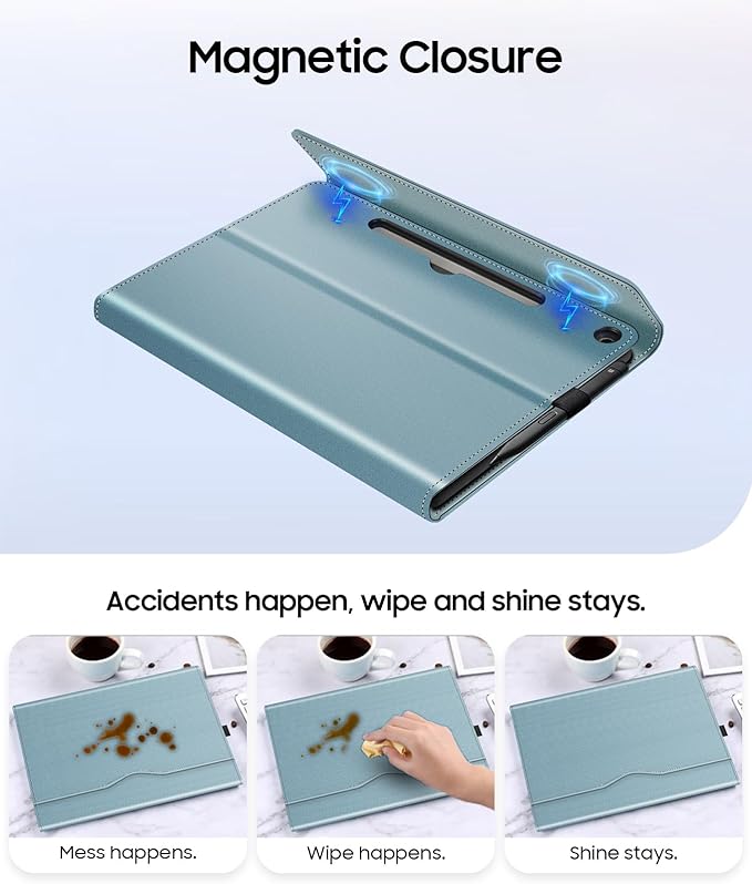 Fintie Protective Case for Microsoft Surface Pro 12 Inch (2025), Multi-Angle Viewing Portfolio Business TPU Back Cover with Pocket & Stylus Holder, Compatible with Type Cover Keyboard (Ocean Blue)