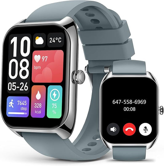 Smart Watch (Answer/Make Call) for Men Women, 2.02" Smartwatch with Heart Rate/Blood Pressure/Blood Oxygen/Sleep Monitor, IPX8 Waterproof Fitness Tracker, 100+ Sports Modes Compatible with iOS Android