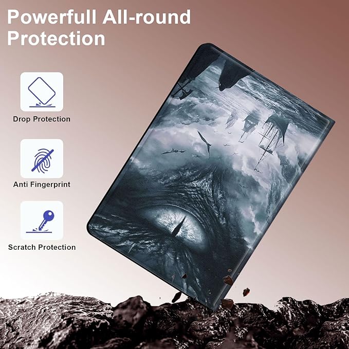 Case for Samsung Galaxy Tab S10 Plus/ S9 FE Plus/ S9 Plus 5G Tablet 12.4'', Slim PU Leather Stand Cover with Auto Wake/Sleep, Multi-Angle Viewing & Shockproof, Eye of a Dragon