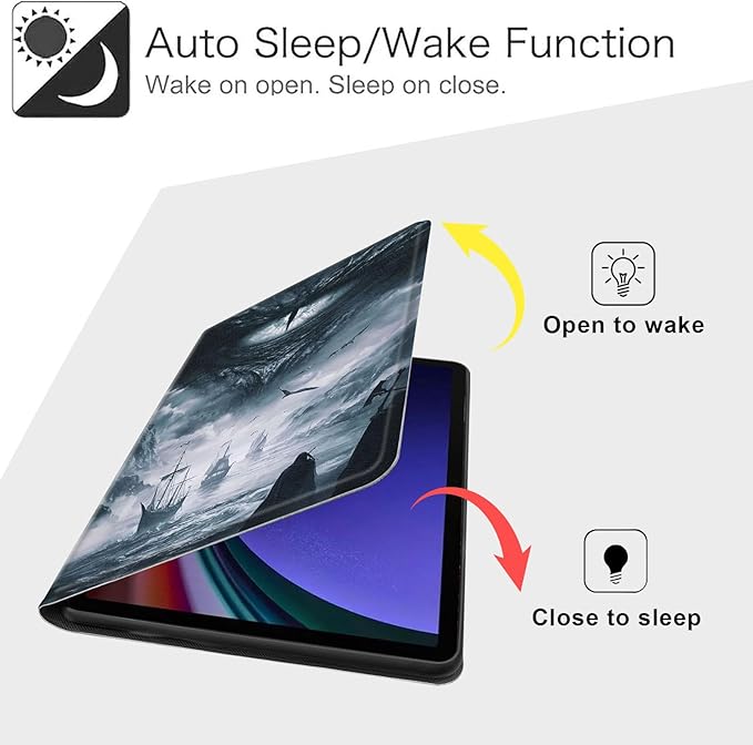 Case for Samsung Galaxy Tab S10 FE/ S9 FE 5G 10.9 Inch/Tab S9 11 Inch, Slim PU Leather Stand Cover with Auto Wake/Sleep, Multi-Angle Viewing & Shockproof, Eye of a Dragon