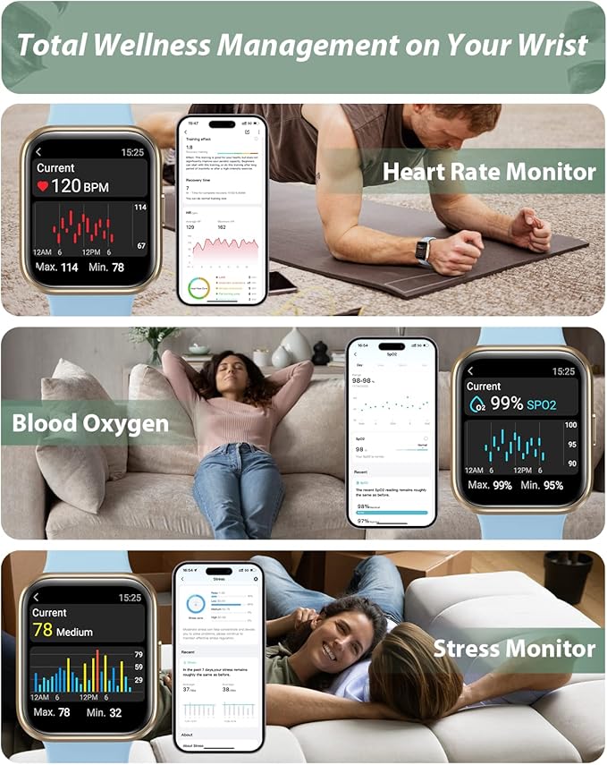 Smart Watch for Men Women(Call Receive/Dial), Alexa Built-in, 1.8" Touch Screen Fitness Tracker with Heart Rate Sleep Tracking, 100 Sports Modes, IP68 Waterproof Smartwatch for Android iPhone