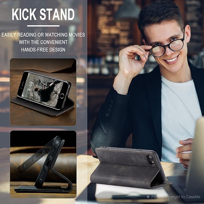 for iPhone 6 / 6S Case, Flip Wallet Leather Case with Card Holder Magnetic Closure Shockproof Kickstand Protective Phone Cases Cover for iPhone 6S,Black