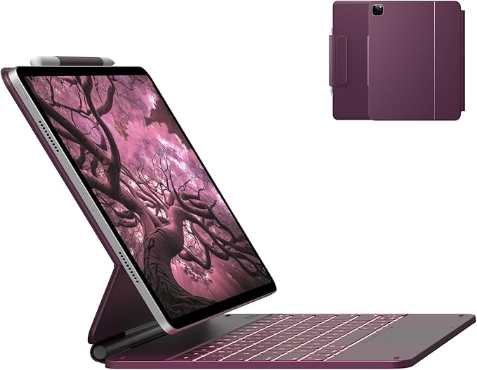typecase Keyboard Case for iPad Air 13(M3 2025 / M2 2024) and iPad Pro 12.9 (6th, 5th, 4th, 3rd Gen),Magic Keyboard, Magnetic Keyboard Case with Multi-Touch Trackpad, 11 Colors Backlight,Raspberry