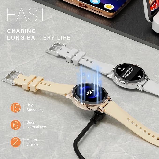 Smart Watch for Women,Fitness Tracker with Heart Rate/SpO2 Monitor, IP67 Elegant Woman Watch with Answer Calls&Dials, Compatible iOS Android, Rose Gold Sports Smartwatch, 2 Bands