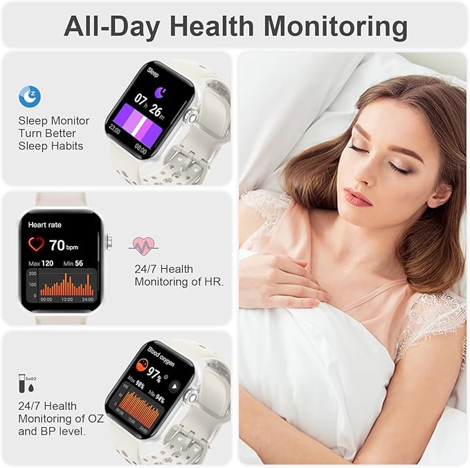 Smart Watches for Men Women 1.83" HD Display Activity Fitness Tracker Smartwatches for Android iOS Phones with Bluetooth Call/Heart Rate/Blood Pressure/Sleep Monitor/100+ Sport/IP67 Waterproof, Gray