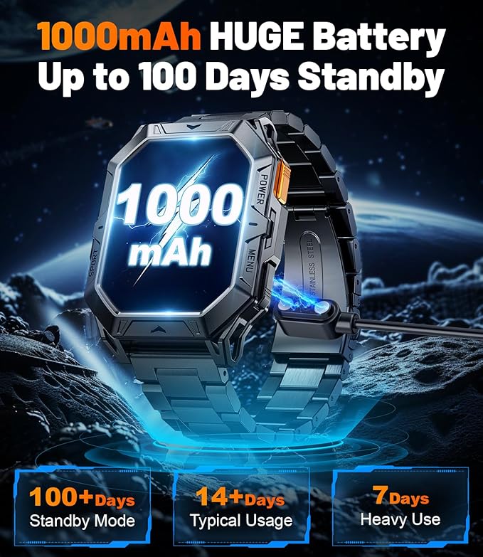 LIGE Military Smart Watches for Men(Answer/Make Calls),100-Day Battery Life,2.13" AMOLED Outdoor Sports Smartwatch with Compass,Heart Rate/Sleep Monitor Fitness Tracker for Android iOS,AI Voice