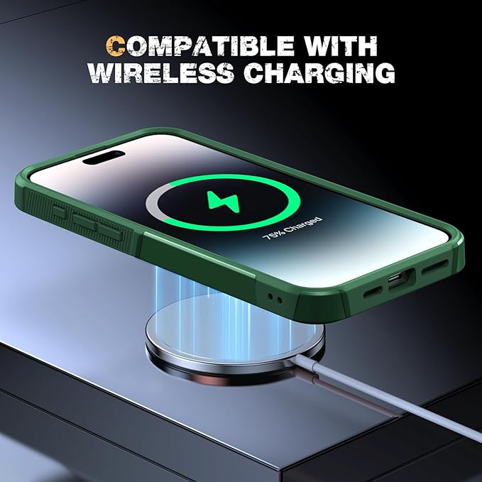 Diaclara Designed for iPhone 14 Pro Max Case, [with Privacy Screen Protector] [Anti Spy] [Military Grade Drop Protection] Heavy Duty Full-Body Shockproof Phone Case, Green