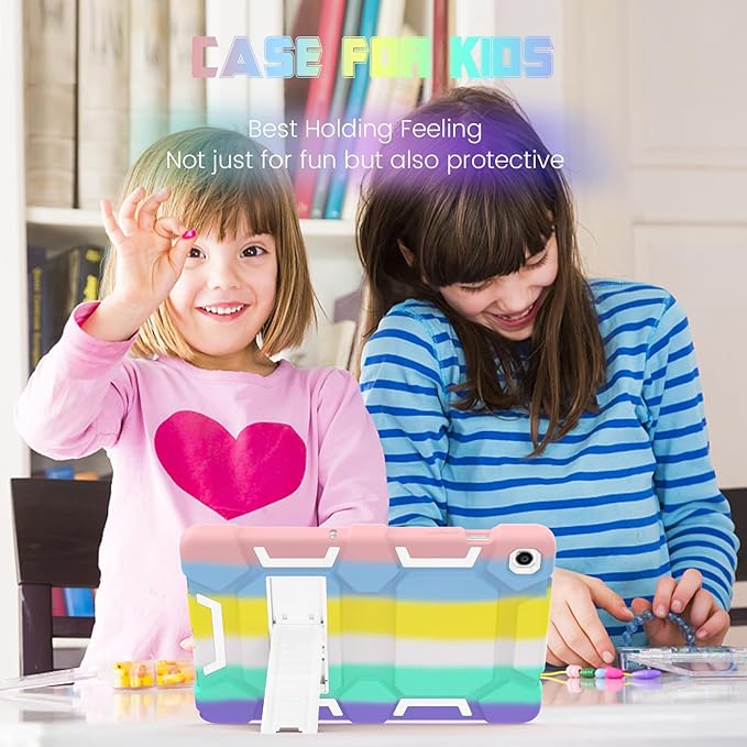 CCMAO Case for Samsung Galaxy Tab A9+/A9 Plus 11”(SM-X210/X216/X218), Heavy Duty Shockproof Hard Hybrid Three Layer Protective Cover with Kickstand for Galaxy Tablet A9+ 2023 Model for Kids, Rainbow