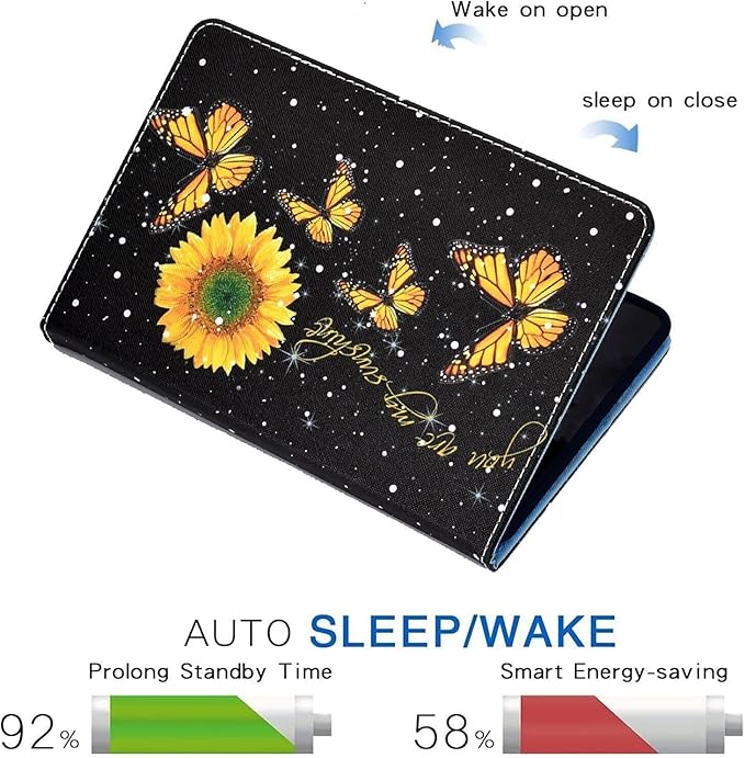 KEROM Case for Samsung Galaxy Tab A9+ Plus 11 Inch 2024 2023 (SM-X210/X216/X218), Slim PU Leather Stand Case Protective Cover for Galaxy Tab A9+/A9 Plus Tablet, Auto Wake/Sleep - Sunflower