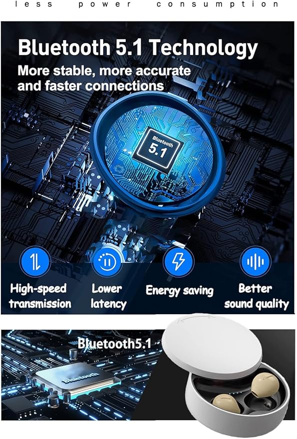 Invisible Earbuds Small Mini Wireless Bluetooth Earpiece Phone Discreet Earbud for Music, Home, Work