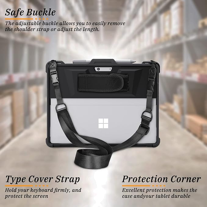 Rugged Case for Surface Pro 8 Microsoft Cover Funda de tableta Lightweight Shockproof Case Pen Holder 13 inch Sleeve Tablet Shell 2021 Release Black