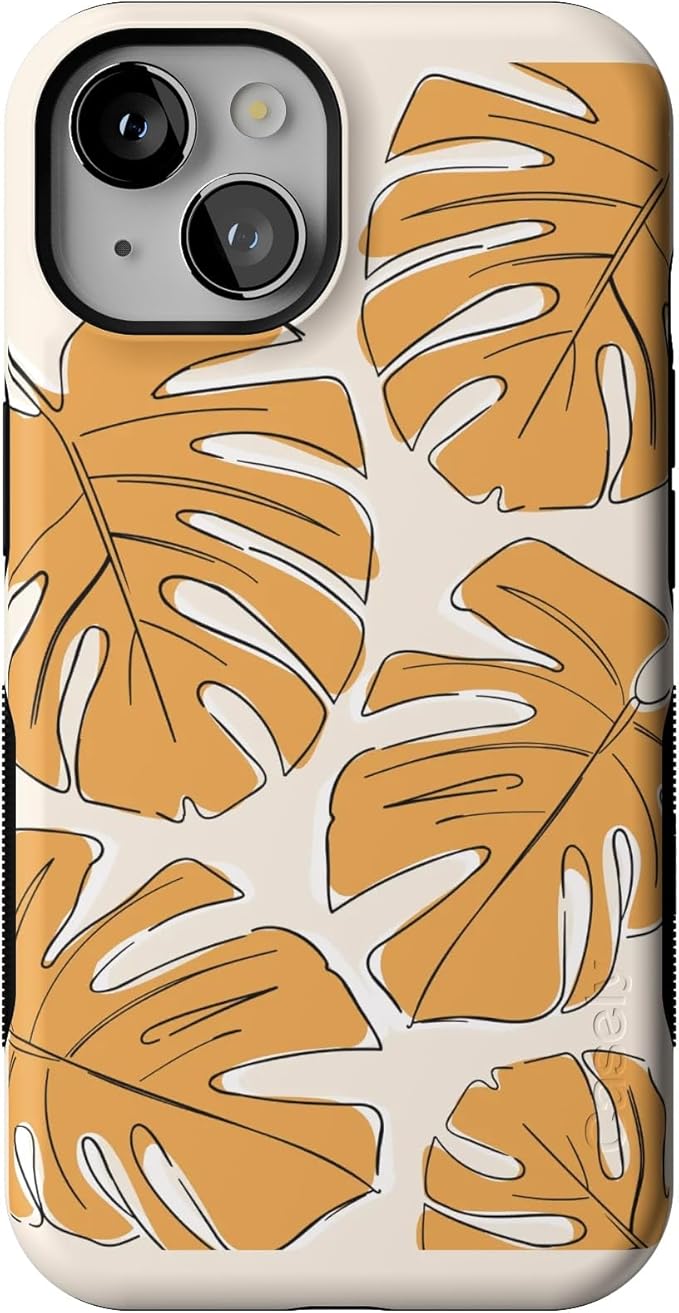 Casely iPhone 14 Case | Island Time | Tropical Leaves Floral | Compatible with MagSafe | Bold Protective Design