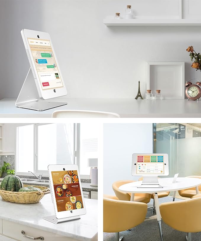 Desktop Anti-Theft Security Kiosk Stand Holder Enclosure for iPad 10.2-Inch (9th Gen.2021,8th Gen.2020,7th Gen.2019),with Lock & Key,Flip & 360°Rotating Horizontal or Vertical Design(Silver)