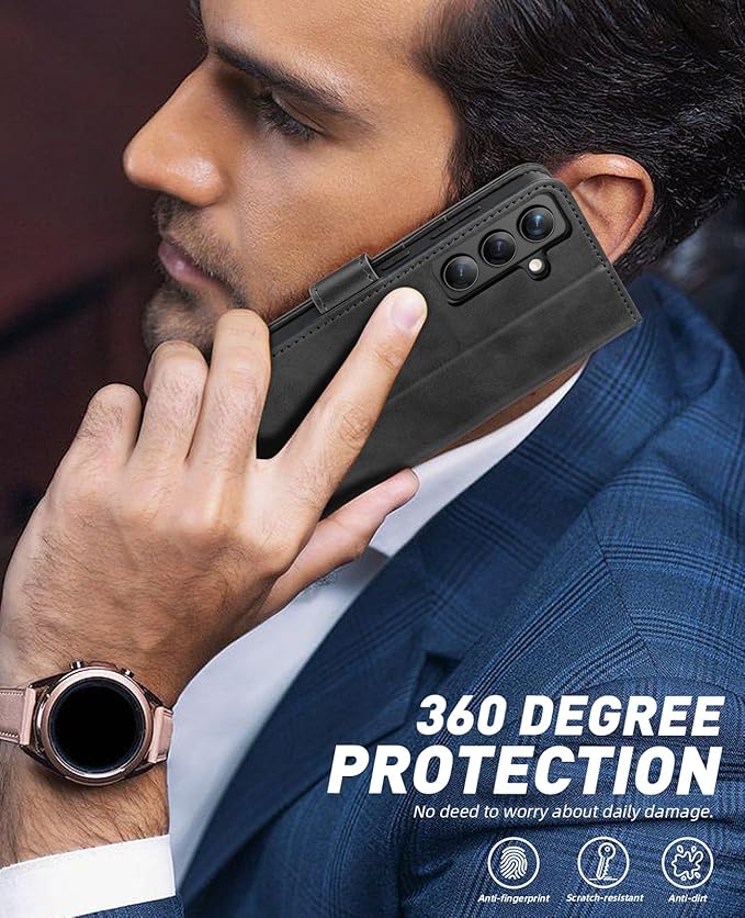 OCASE Compatible with Galaxy S24 5G Wallet Case, PU Leather Flip Folio Case with Card Holders RFID Blocking Kickstand [Shockproof TPU Inner Shell] Phone Cover (2024), Graphite