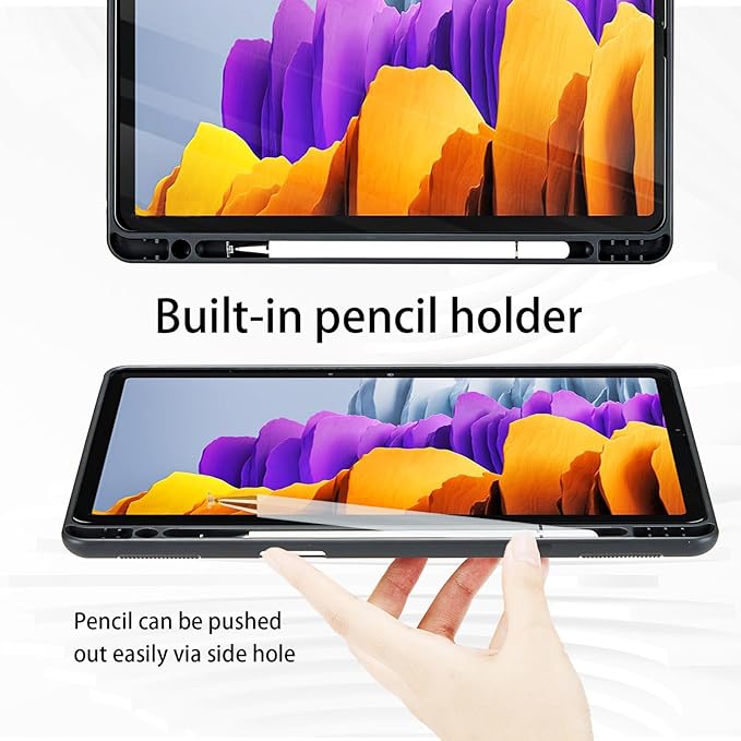 Case for Samsung Galaxy Tab S8 2022/S7 2020 11 Inch - Model (SM-X700/X706/T870/T875/T878) with S Pen Holder, PU Leather Bussiness Flip Case with Hand Strap and Pocket, Red