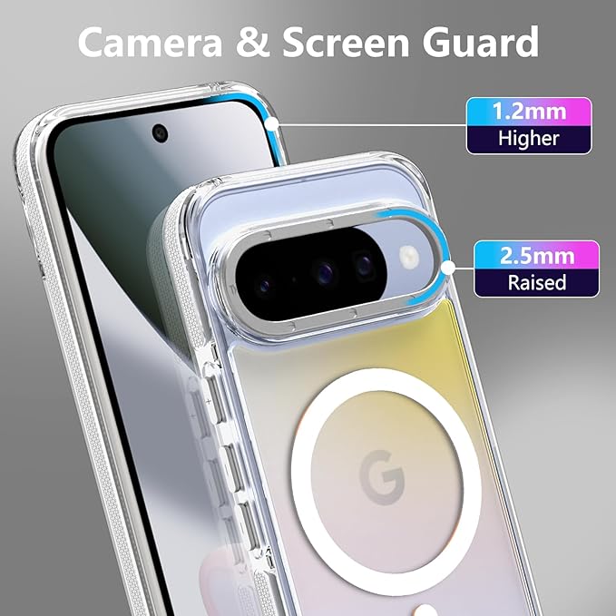 MOWIME Magnetic Case for Google Pixel 10/10 Pro [Compatible with Magsafe] [Cute Fashion Fluorescent Design] Shockproof Slim Translucent Matte Case for Pixel 10/10 Pro 6.3", White