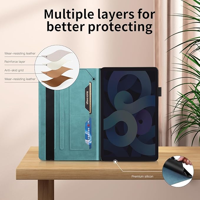 Tablet Case for Samsung Tab A 10.1 SM-T510 T515, Unique Tree Design with Card Slots, Slim and Lightweight, Precise Cutouts Cover Compatible with Samsung Galaxy Tab A 2019 10.1 Inch Blue