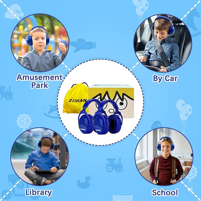 ZOHAN Kids Ear Protection 2 Pack,Kids Noise Canceling Headphone for Concerts, Monster Truck, Fireworks