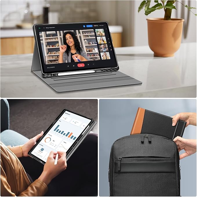 Fintie Case for Samsung Galaxy Tab S10 FE Plus 13.1 Inch 2025 Model (SM-X620/X626) with Built-in S Pen Holder, Multiple Angle Portfolio Business Cover with Pocket Auto Sleep/Wake, Black