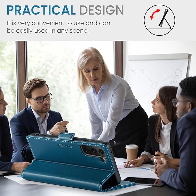 Case for Samsung Galaxy S21 FE Wallet Case, RFID Blocking PU Leather Flip Folio Cover Card Holder Kickstand Shockproof Phone Case Compatible with Samsung Galaxy S21 FE, Blue