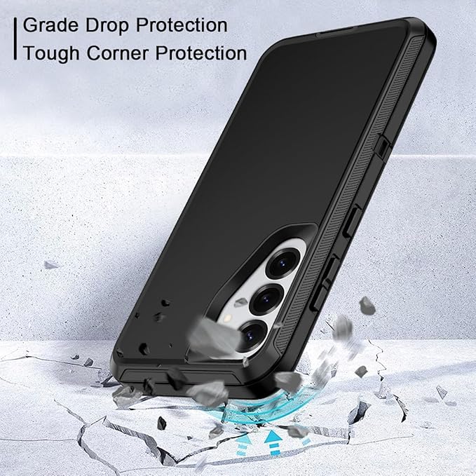 for Samsung Galaxy S25 Plus Case Heavy Duty Protective Shockproof Dropproof 3-Layer Full Body Protection [Without Screen Protector] Tough Rugged Case for Galaxy S25 Plus,Black