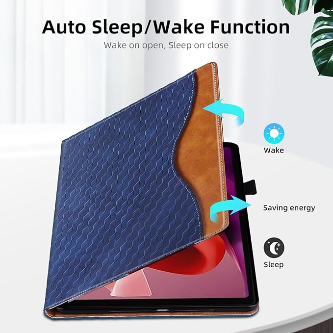 Case for Lenovo Xiaoxin Pad Pro 12.7" 2025 Retro Folio Cover for Xiaoxin Pad Pro 12.7 inch with Hand Strap,Multi-Angle Stand Cover PU Leather with Card Pocket,Blue