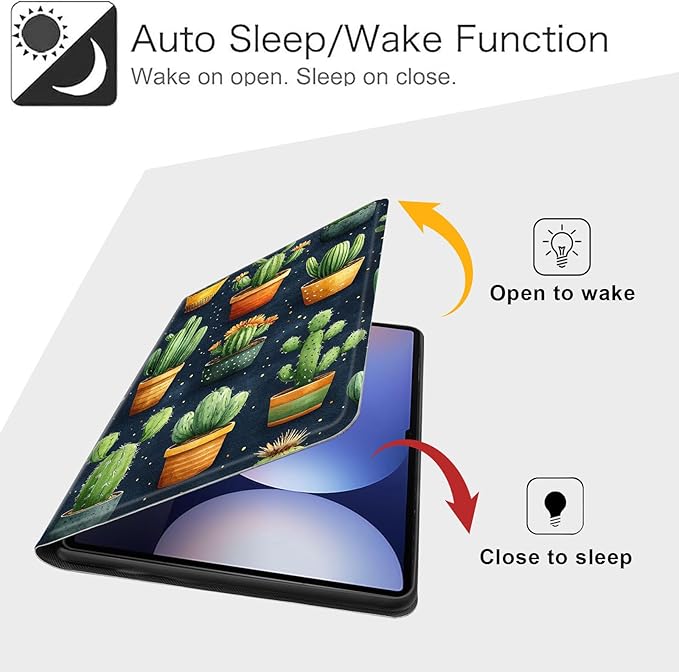 Case for Samsung Galaxy Tab S10 Ultra/Galaxy Tab S9/S8 Ultra 14.6-Inch, Slim PU Leather Stand Cover with Auto Wake/Sleep, Multi-Angle Viewing & Shockproof, Various Cacti