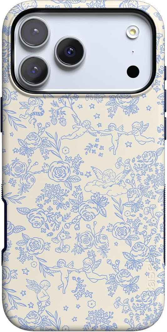 Casely iPhone 17 Pro Case | Cupid's Canvas | Periwinkle Floral | Compatible with MagSafe | Bold Protective Design
