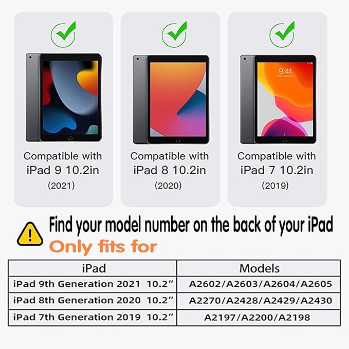 Case for iPad 9th/8th/7th Generation-Built-in Screen Protector,with Pencil Holder&360°Rotating Hand Strap,Shoulder Strap,Case for iPad 10.2 inch 2021-2019(Blue/Beige)