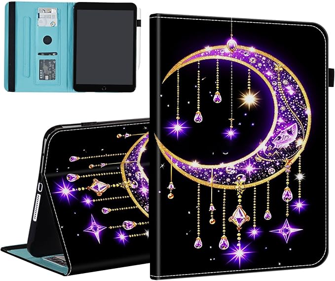 Case for Samsung Galaxy Tab A9 Plus/A9+ 5G 11 Inch 2023 Model (SM-X210/X216/X218),Card Slot PU Leather TPU Case Pen Holder Auto Wake Sleep,Moon Stars